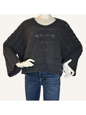 POL NWOT Cropped Cable Knit Sweater Gray | Quiet Luxury Coastal Cowgirl | S M L